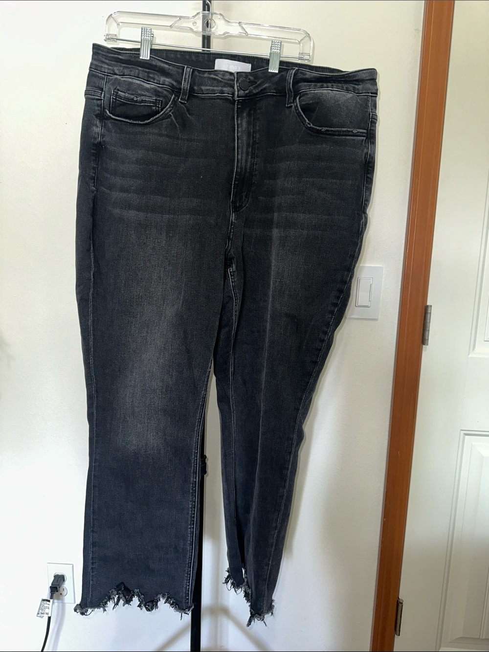 Vervet size 22 Black Washed Jeans with Distressed Raw Hem